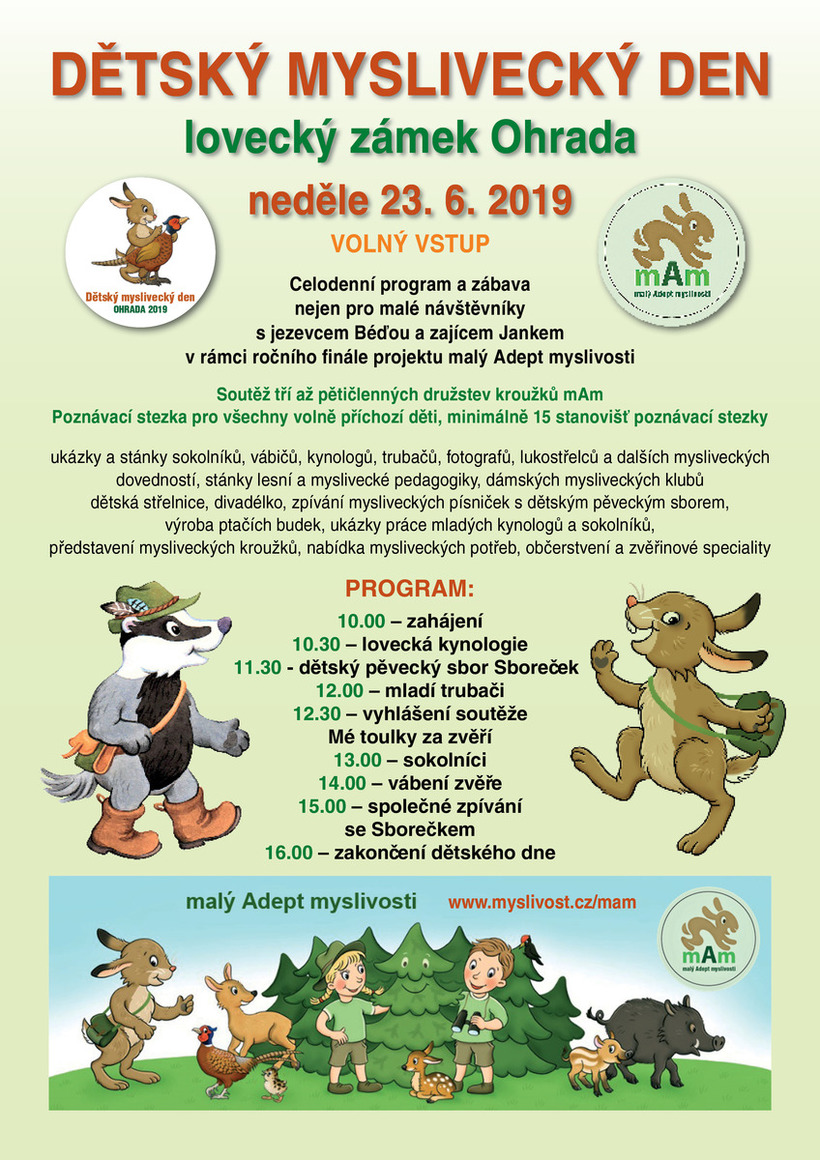 plakát Dětský myslivecký den, Národní zemědělské muzeum Ohrada